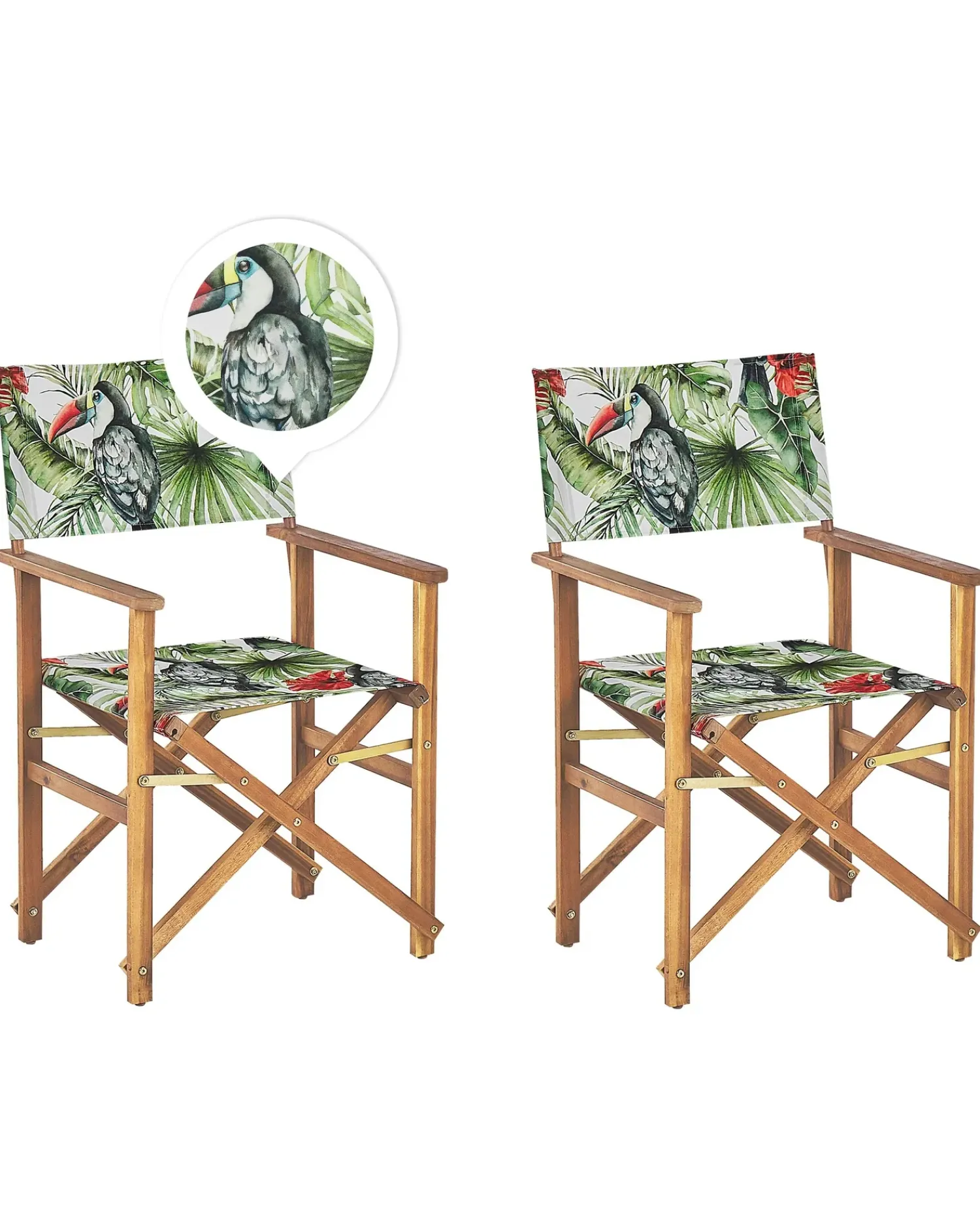 New Beliani Set di 2 sedie da giardino CINE Legno d'acacia Verde Bianco Rosso Verde Verde Multicolore