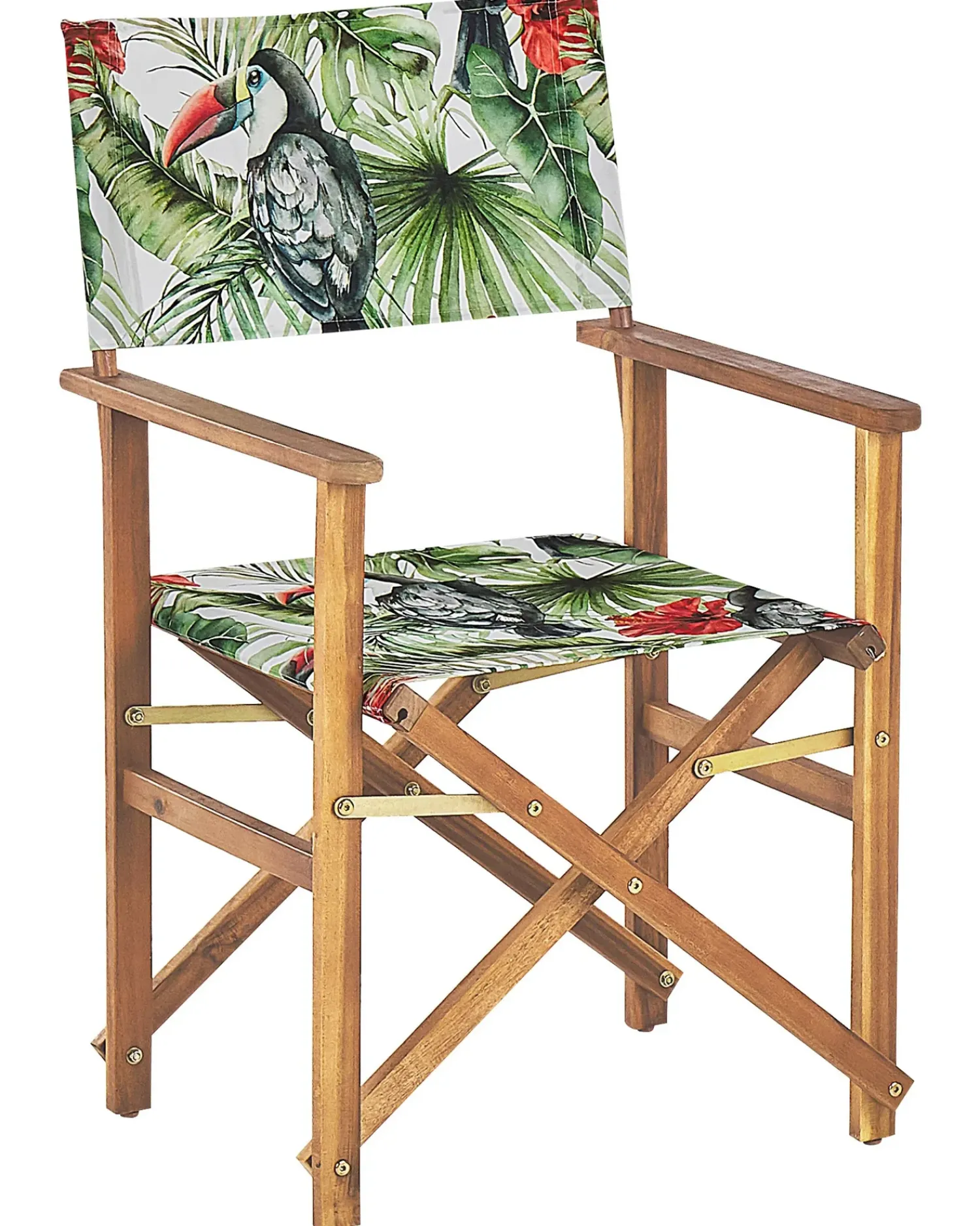 New Beliani Set di 2 sedie da giardino CINE Legno d'acacia Verde Bianco Rosso Verde Verde Multicolore