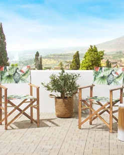 New Beliani Set di 2 sedie da giardino CINE Legno d'acacia Verde Bianco Rosso Verde Verde Multicolore