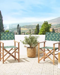 Best Beliani Set di 2 sedie da giardino CINE Legno d'acacia Verde scuro Verde Marrone