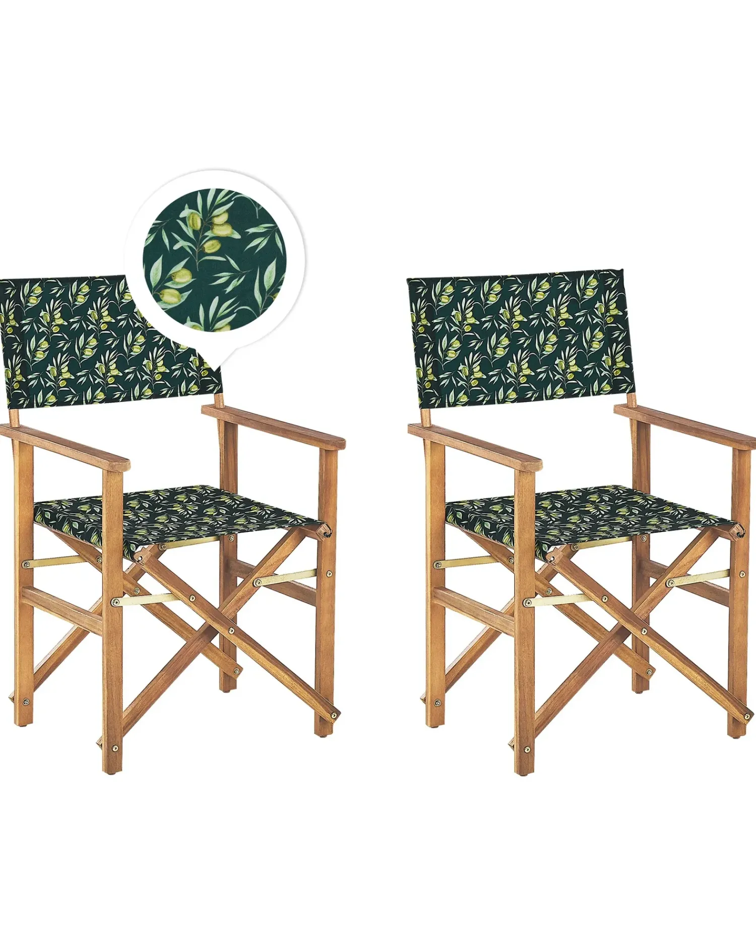 Best Beliani Set di 2 sedie da giardino CINE Legno d'acacia Verde scuro Verde Marrone