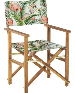 Outlet Beliani Set di 2 sedie da giardino CINE Legno d'acacia Rosa Bianco Verde Marrone