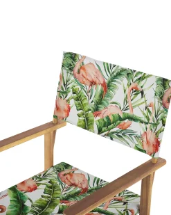 Outlet Beliani Set di 2 sedie da giardino CINE Legno d'acacia Rosa Bianco Verde Marrone