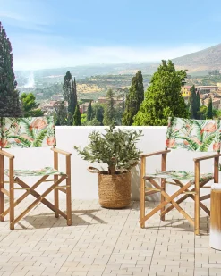 Outlet Beliani Set di 2 sedie da giardino CINE Legno d'acacia Rosa Bianco Verde Marrone