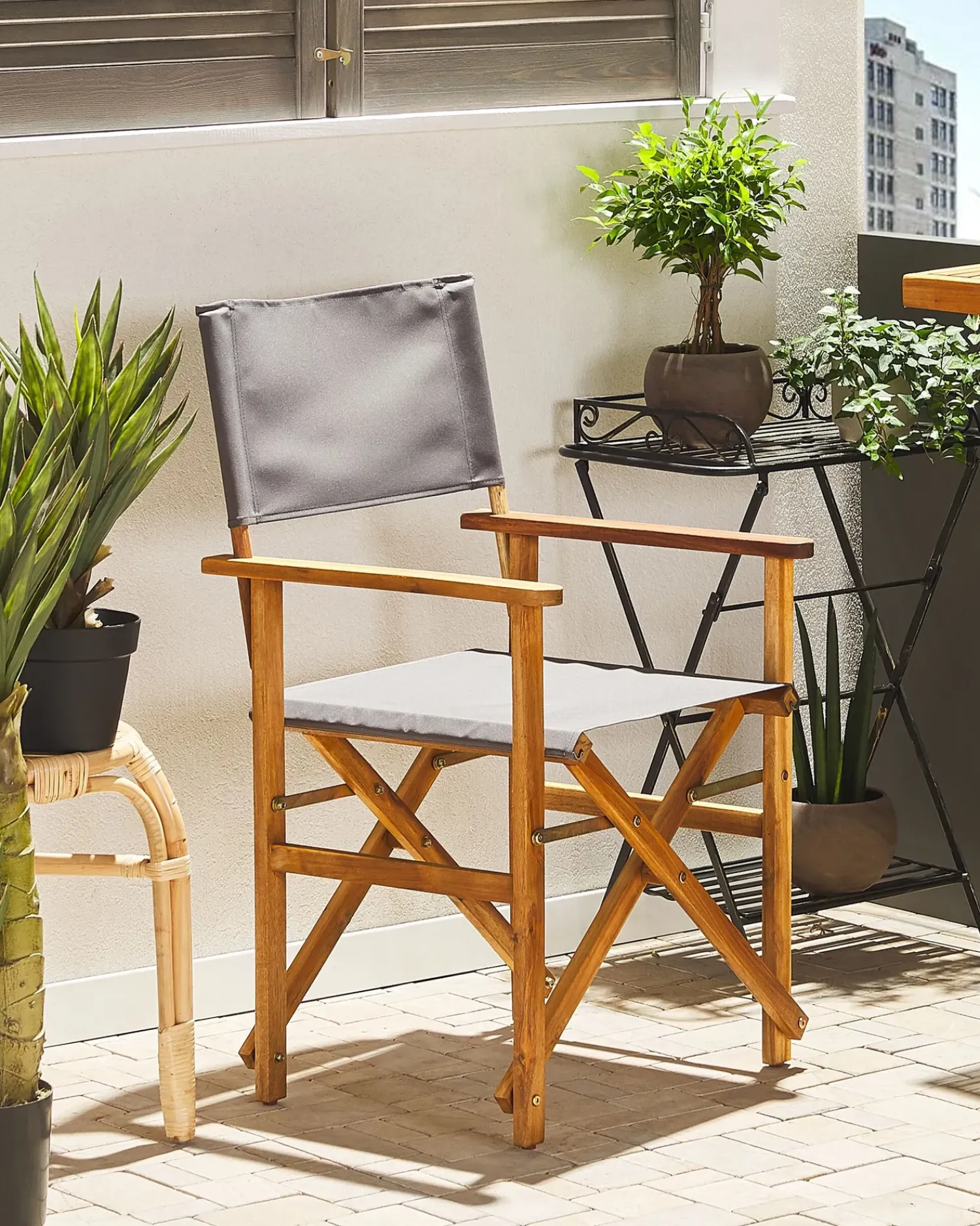 Beliani Set di 2 sedie da giardino CINE Legno d'acacia Grigio Verde Marrone