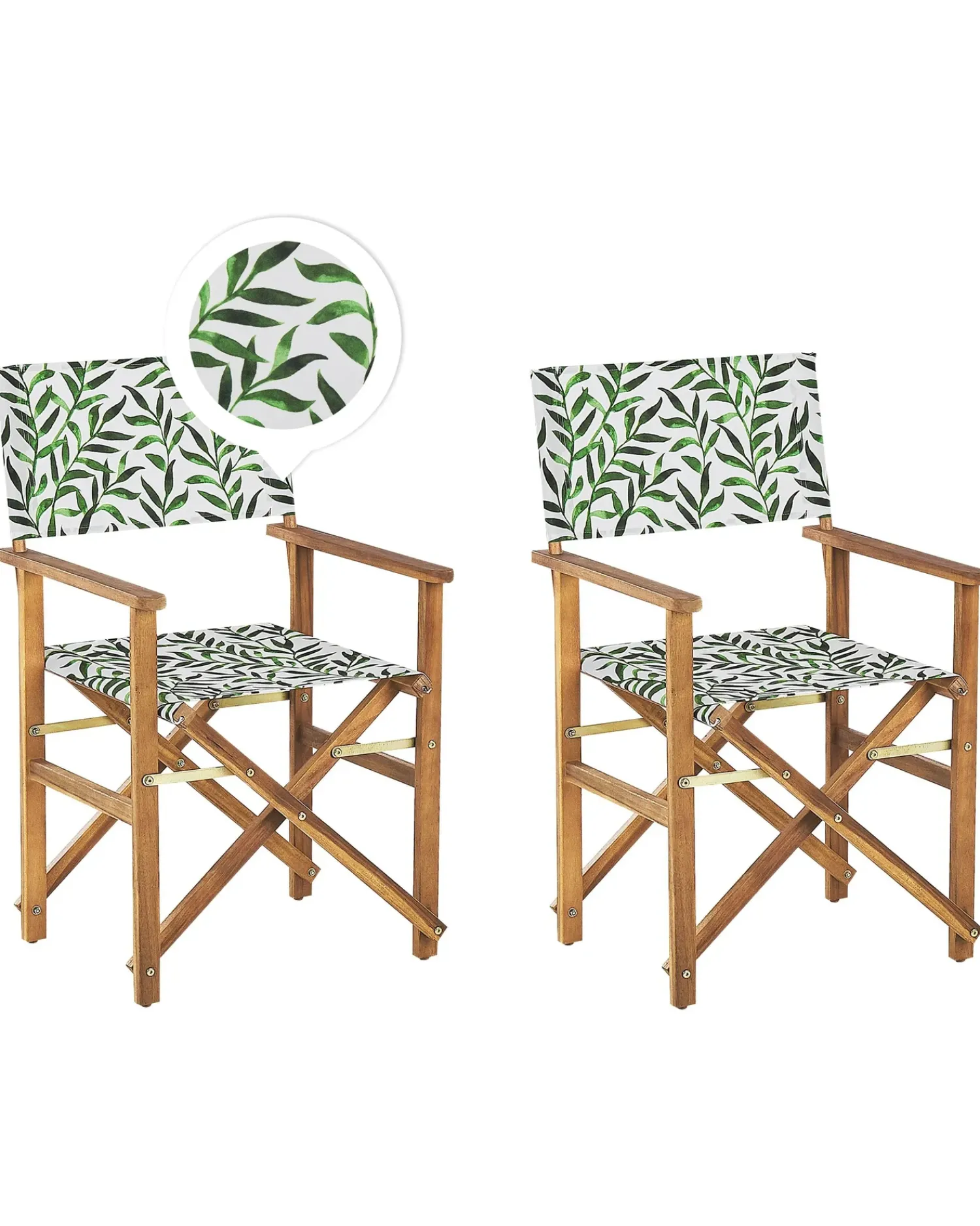 Beliani Set di 2 sedie da giardino CINE Legno d'acacia Grigio Verde Marrone