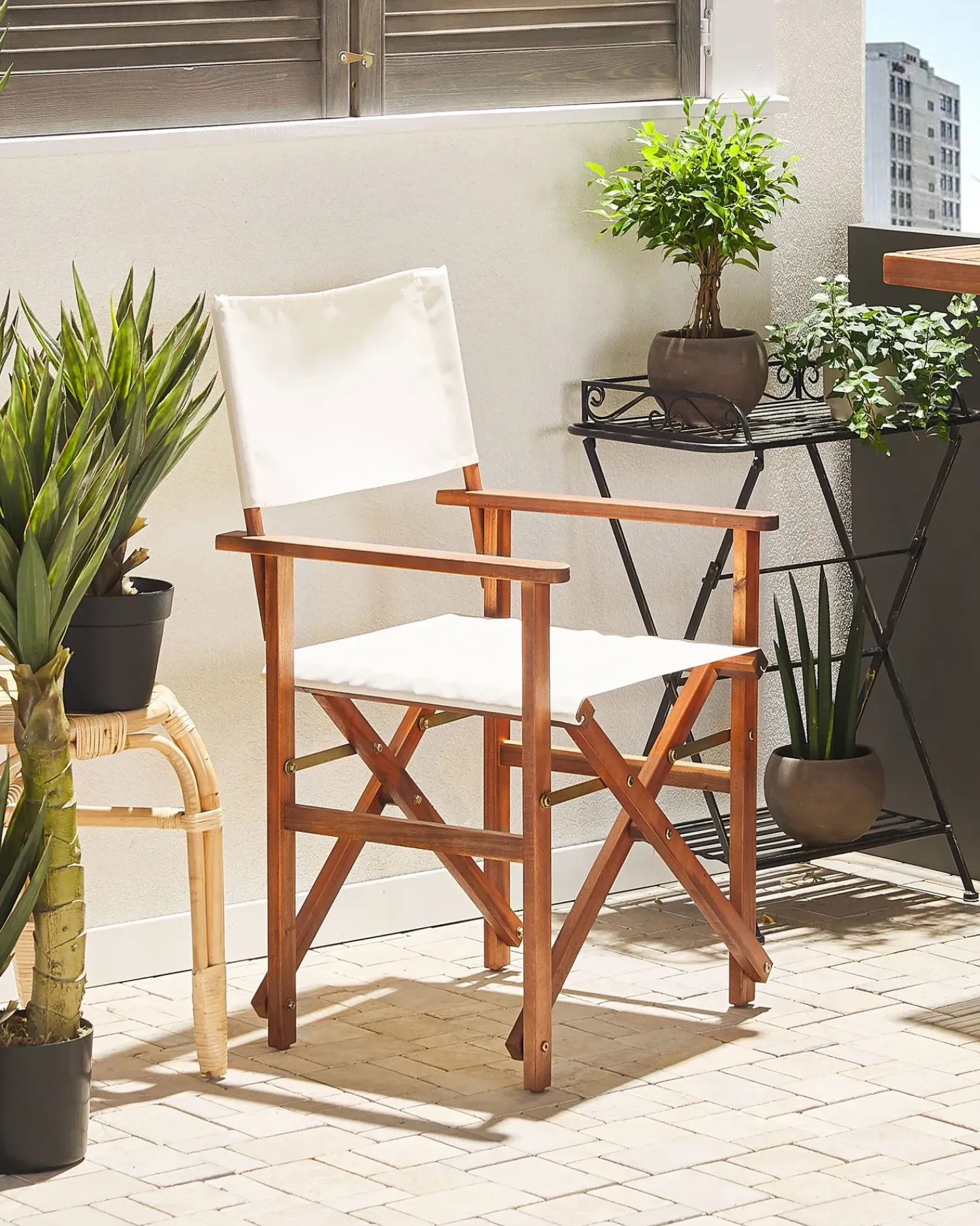 Hot Beliani Set di 2 sedie da giardino CINE Legno d'acacia Bianco sporco Bianco Marrone