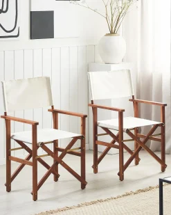 Hot Beliani Set di 2 sedie da giardino CINE Legno d'acacia Bianco sporco Bianco Marrone
