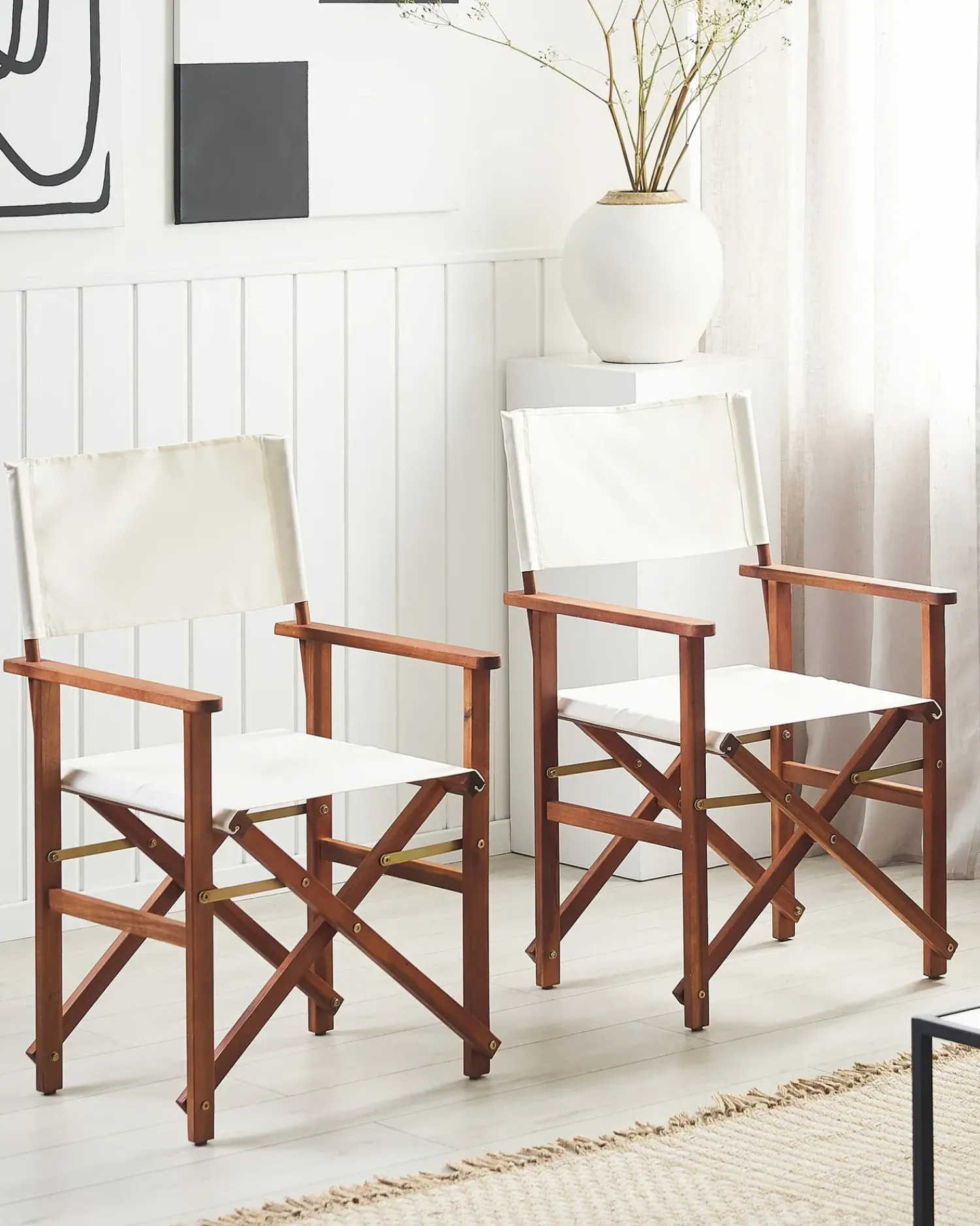 Hot Beliani Set di 2 sedie da giardino CINE Legno d'acacia Bianco sporco Bianco Marrone