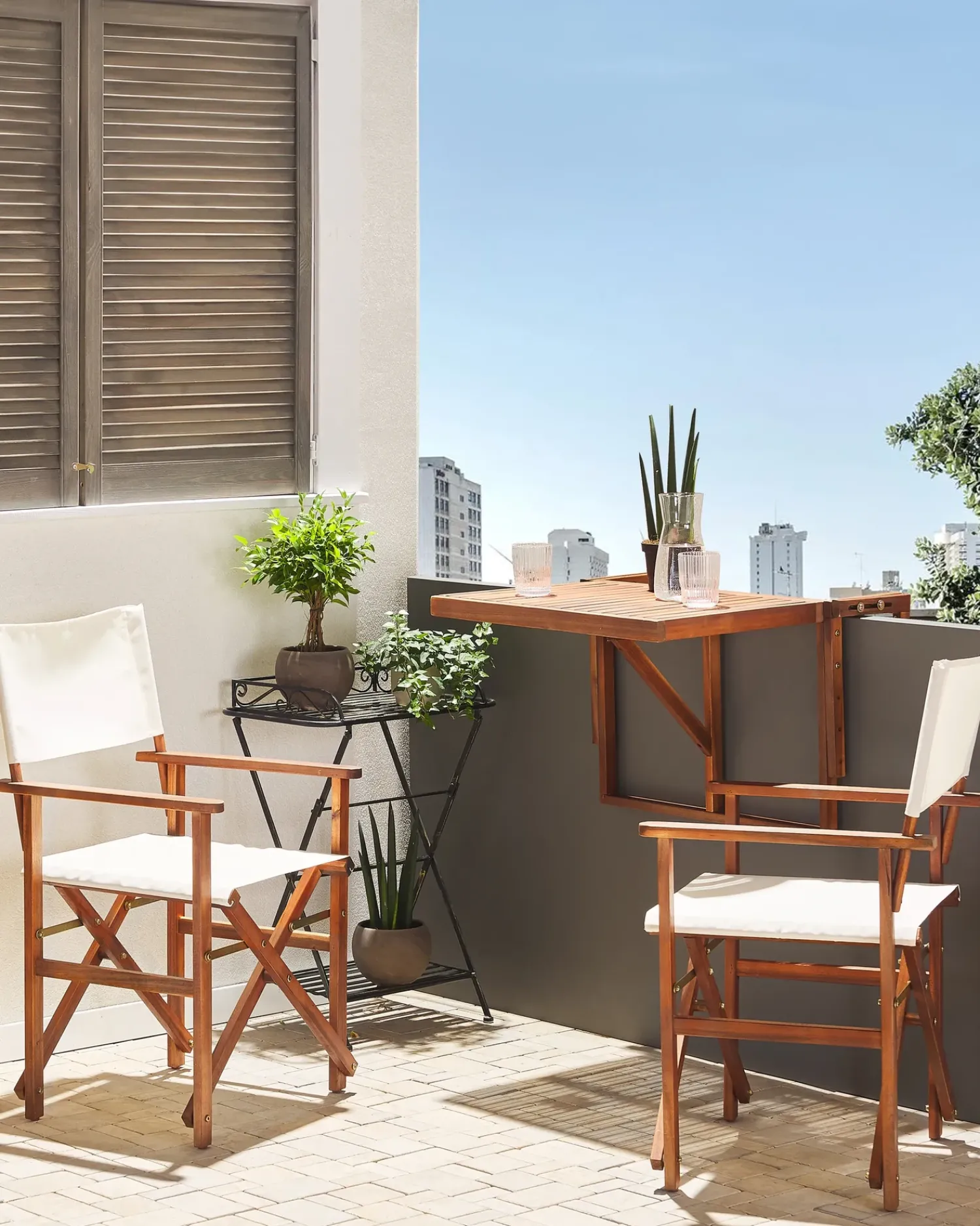 Hot Beliani Set di 2 sedie da giardino CINE Legno d'acacia Bianco sporco Bianco Marrone