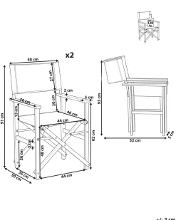 Discount Beliani Set di 2 sedie da giardino CINE Legno d'acacia Grigio Marrone Grigio