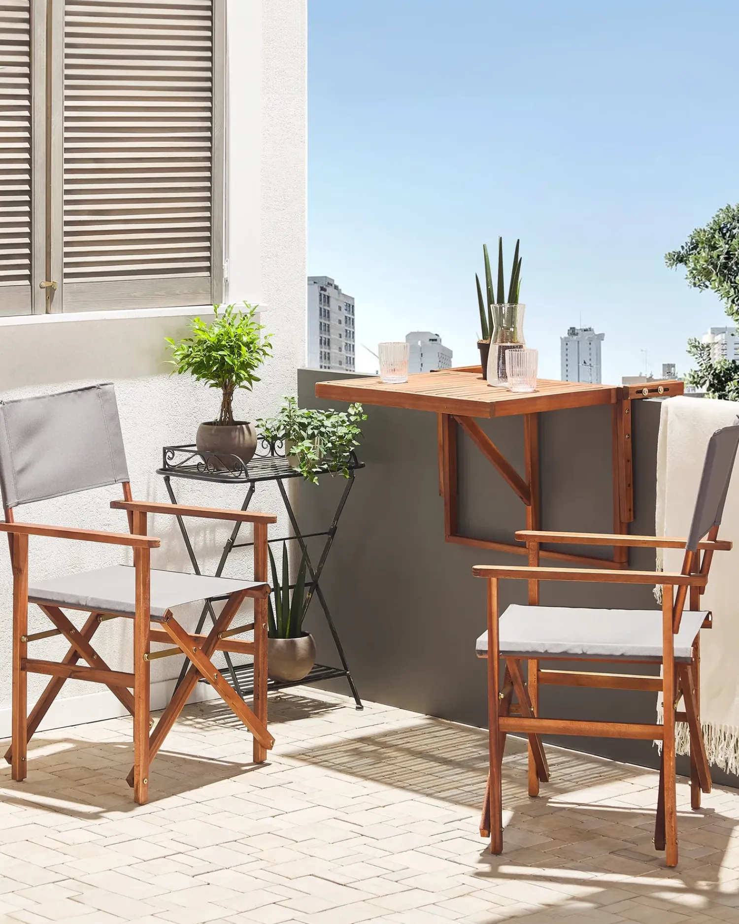 Discount Beliani Set di 2 sedie da giardino CINE Legno d'acacia Grigio Marrone Grigio