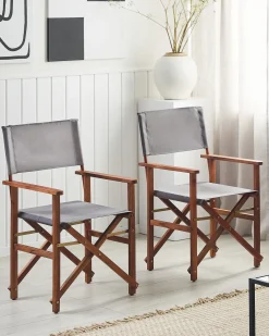 Discount Beliani Set di 2 sedie da giardino CINE Legno d'acacia Grigio Marrone Grigio