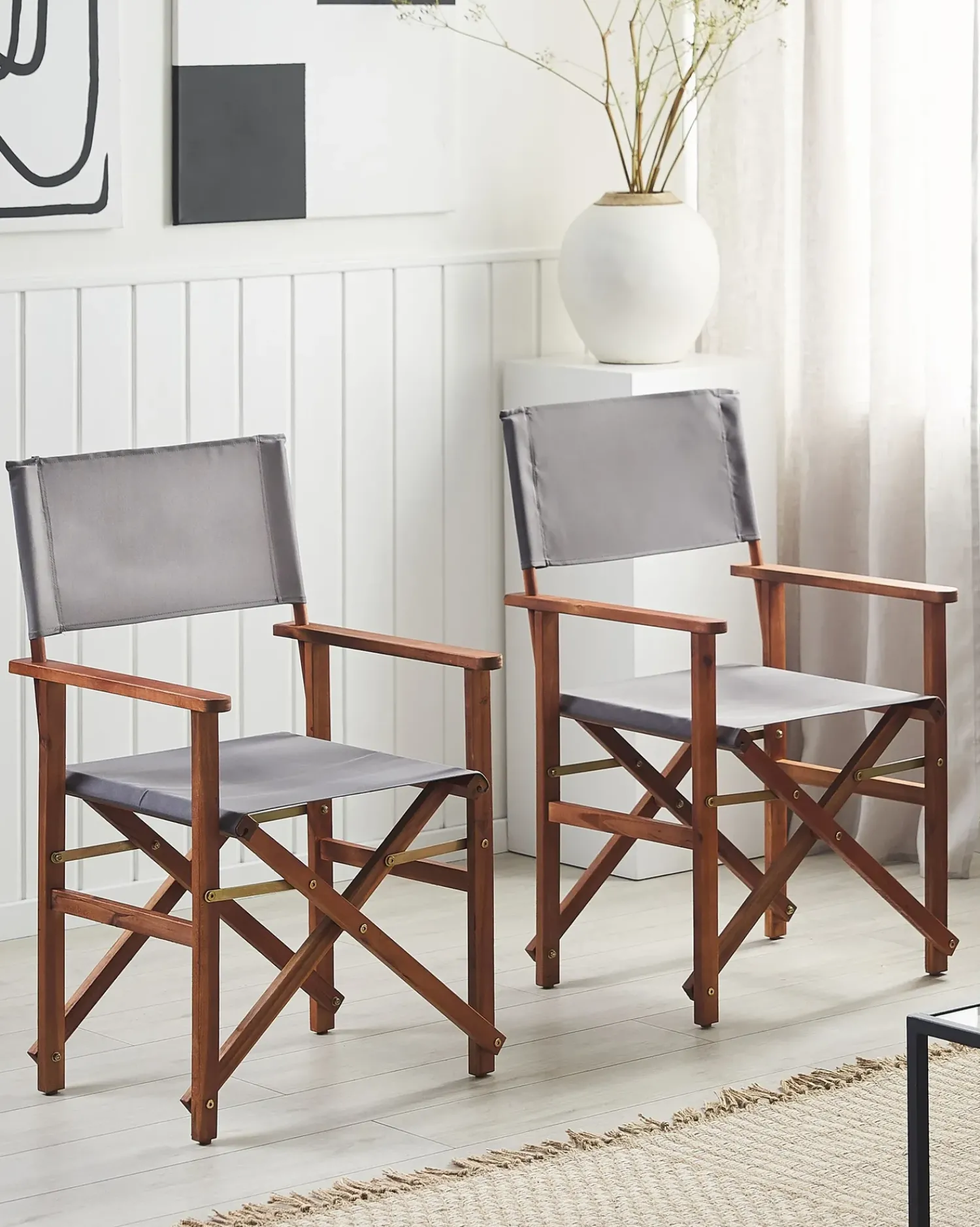 Discount Beliani Set di 2 sedie da giardino CINE Legno d'acacia Grigio Marrone Grigio