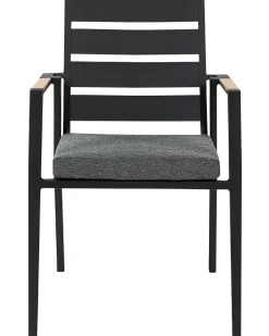 Online Beliani Set di 6 sedie da giardino con cuscini TAVIANO Metallo Nero Grigio Marrone Nero