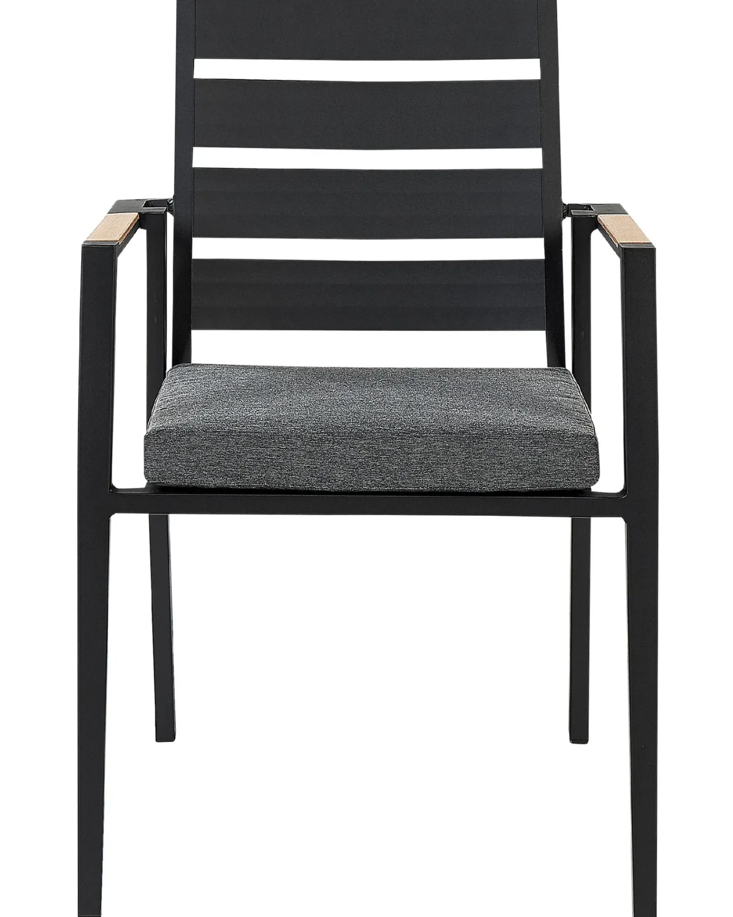Online Beliani Set di 6 sedie da giardino con cuscini TAVIANO Metallo Nero Grigio Marrone Nero