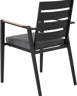 Online Beliani Set di 6 sedie da giardino con cuscini TAVIANO Metallo Nero Grigio Marrone Nero