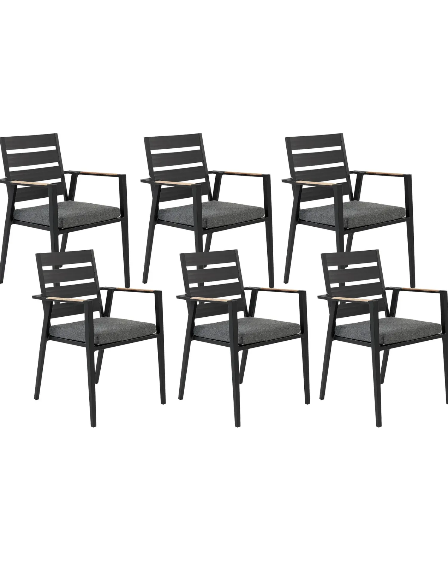 Online Beliani Set di 6 sedie da giardino con cuscini TAVIANO Metallo Nero Grigio Marrone Nero
