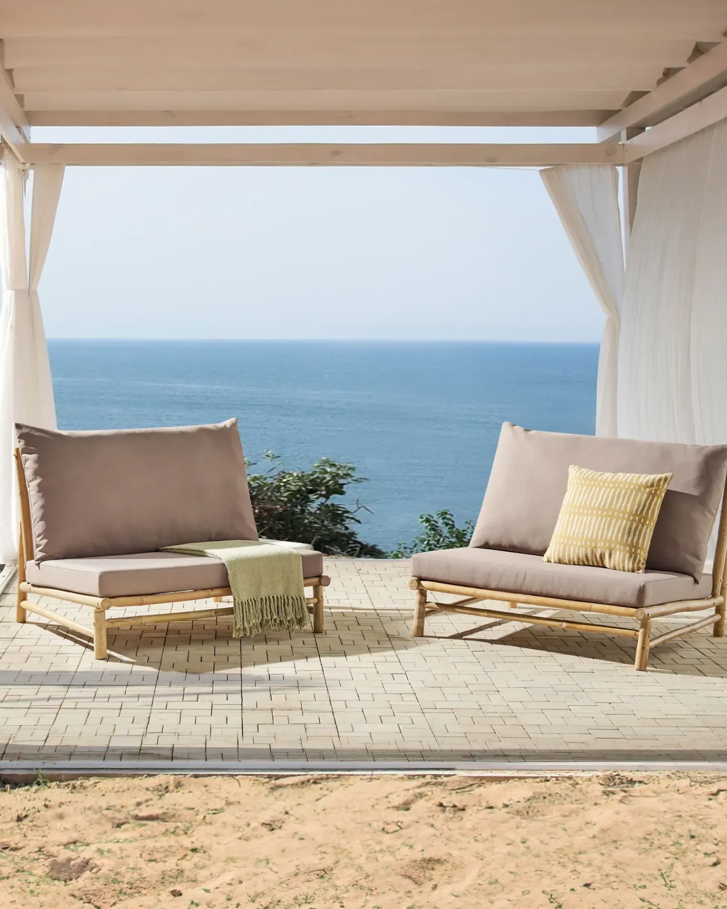 New Beliani TODI Bambù Tortora Beige Marrone