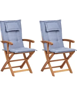 Beliani MAUI II Legno d'acacia Blu Blu Marrone