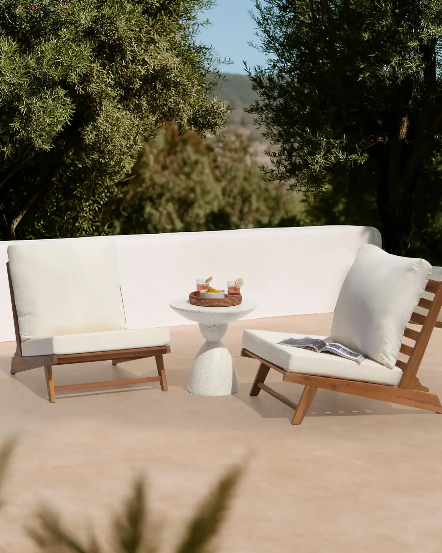 Outlet Beliani MICCIANO Legno d'acacia Bianco sporco Bianco Marrone