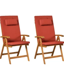 New Beliani JAVA PREMIUM Legno d'acacia Rosso Rosso Marrone