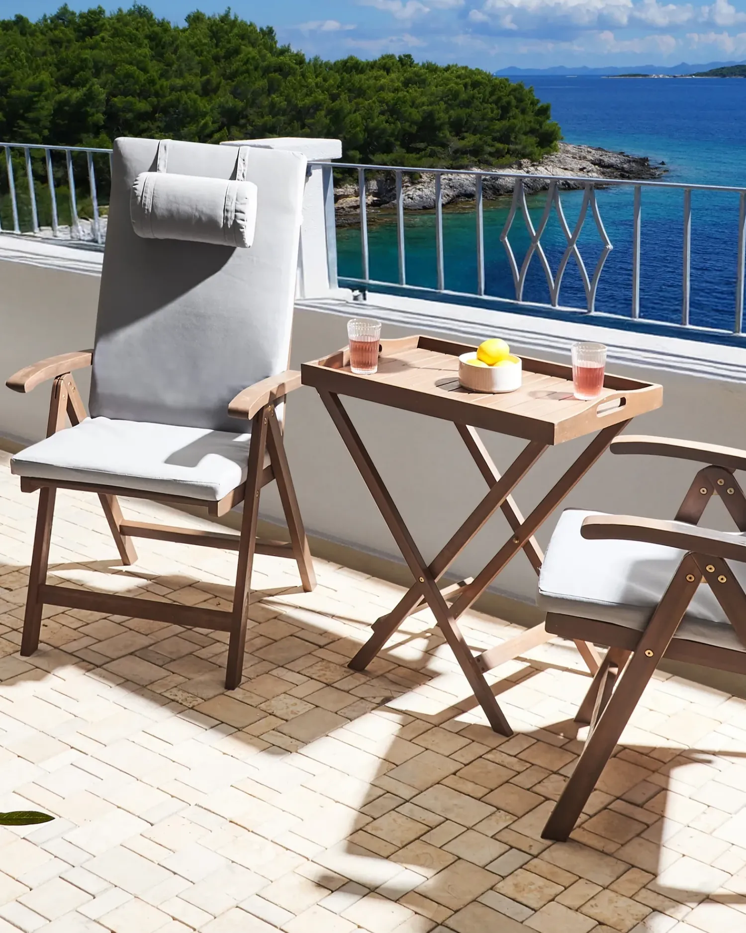 Online Beliani AMANTEA PREMIUM Legno d'acacia Grigio chiaro Marrone Grigio