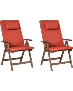 New Beliani AMANTEA PREMIUM Legno d'acacia Rosso Rosso Marrone