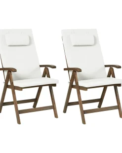 Discount Beliani AMANTEA PREMIUM Legno d'acacia Bianco sporco Bianco Marrone