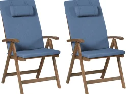 Outlet Beliani AMANTEA PREMIUM Legno d'acacia Blu Blu Marrone
