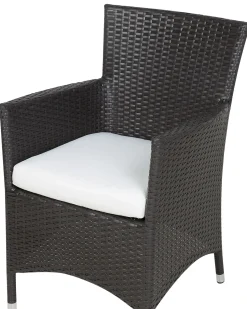 Outlet Beliani Set di 2 sedie da giardino con cuscini ITALY Rattan sintetico (PE) Marrone scuro Bianco Marrone