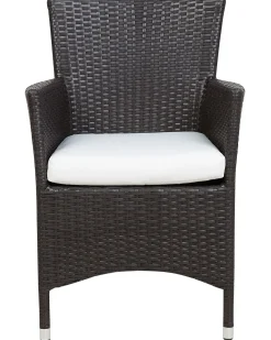 Outlet Beliani Set di 2 sedie da giardino con cuscini ITALY Rattan sintetico (PE) Marrone scuro Bianco Marrone