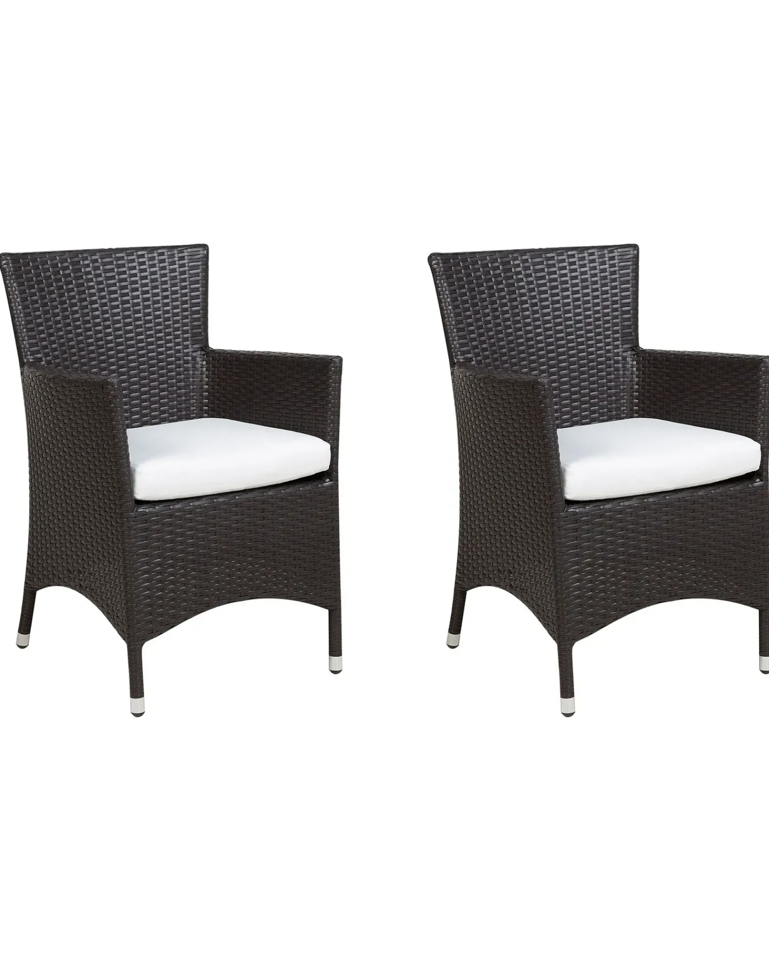 Outlet Beliani Set di 2 sedie da giardino con cuscini ITALY Rattan sintetico (PE) Marrone scuro Bianco Marrone