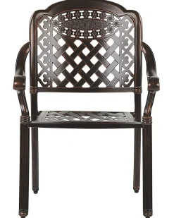 Beliani Set di 4 sedie da giardino con cuscini MANFRIA Metallo Marrone scuro Beige Marrone