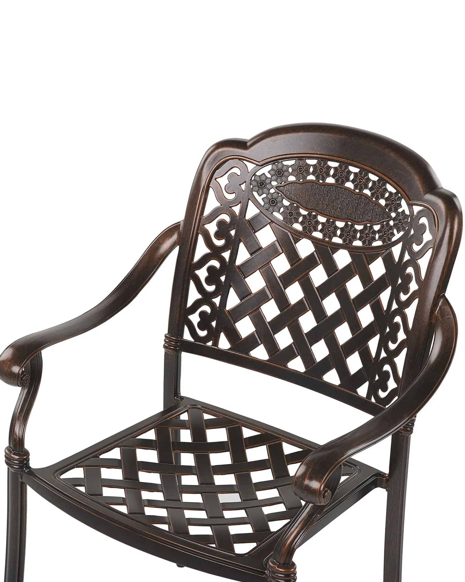 Beliani Set di 4 sedie da giardino con cuscini MANFRIA Metallo Marrone scuro Beige Marrone