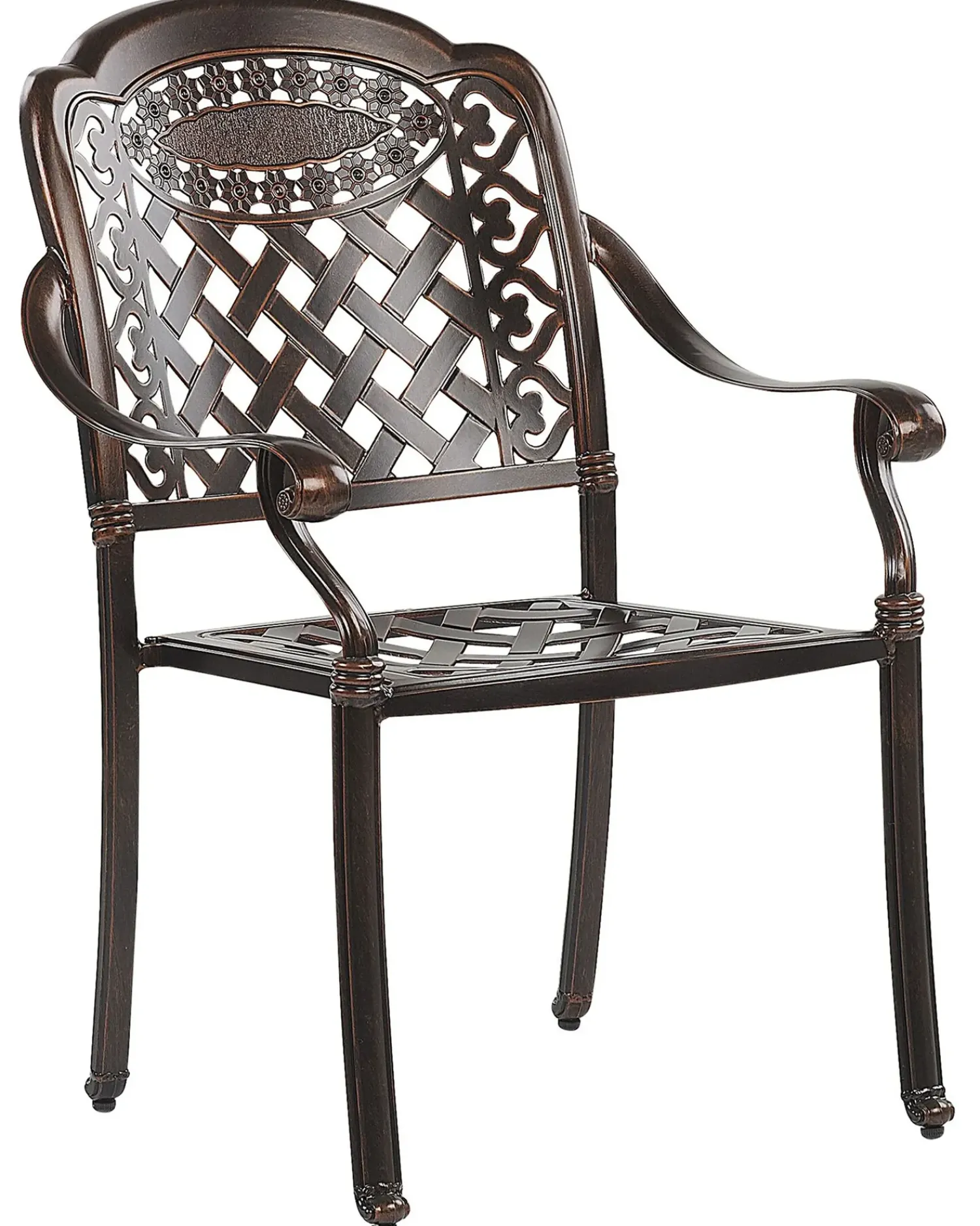 Beliani Set di 4 sedie da giardino con cuscini MANFRIA Metallo Marrone scuro Beige Marrone