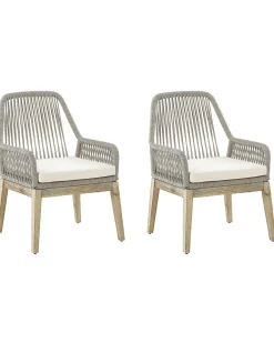 Hot Beliani Set di 2 sedie da giardino con cuscini OLBIA Bianco sporco Beige