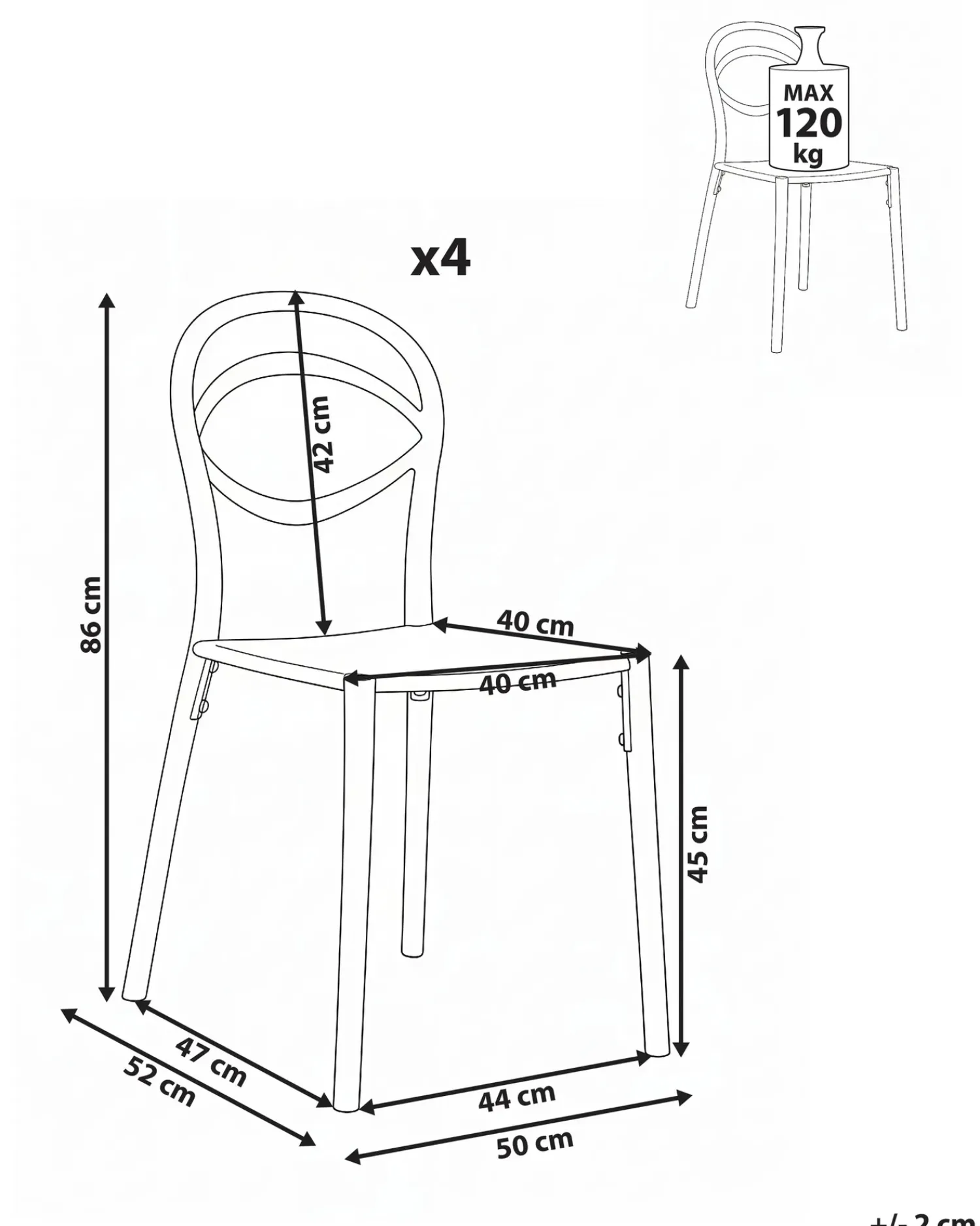 New Beliani Set di 4 sedie da giardino COVOLO Nero
