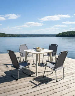 Discount Beliani Set di 4 sedie da giardino GALATSI Pieghevole Metallo Grigio Grigio Nero