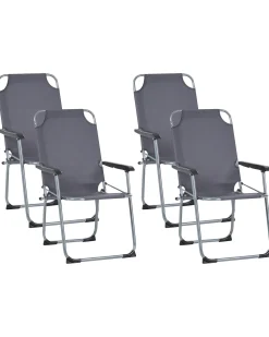 Discount Beliani Set di 4 sedie da giardino GALATSI Pieghevole Metallo Grigio Grigio Nero