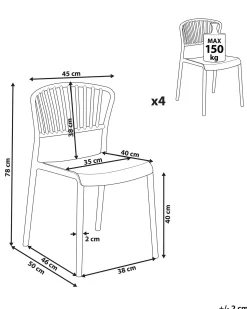 Best Beliani Set di 4 sedie da giardino GELA Marrone