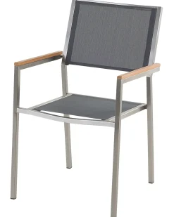 Sale Beliani Set di 4 sedie da giardino GROSSETO Acciaio inox Grigio Argento Marrone Grigio