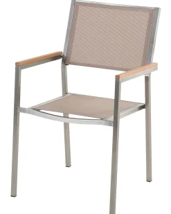 Best Beliani Set di 4 sedie da giardino GROSSETO Acciaio inox Beige Beige Argento Marrone
