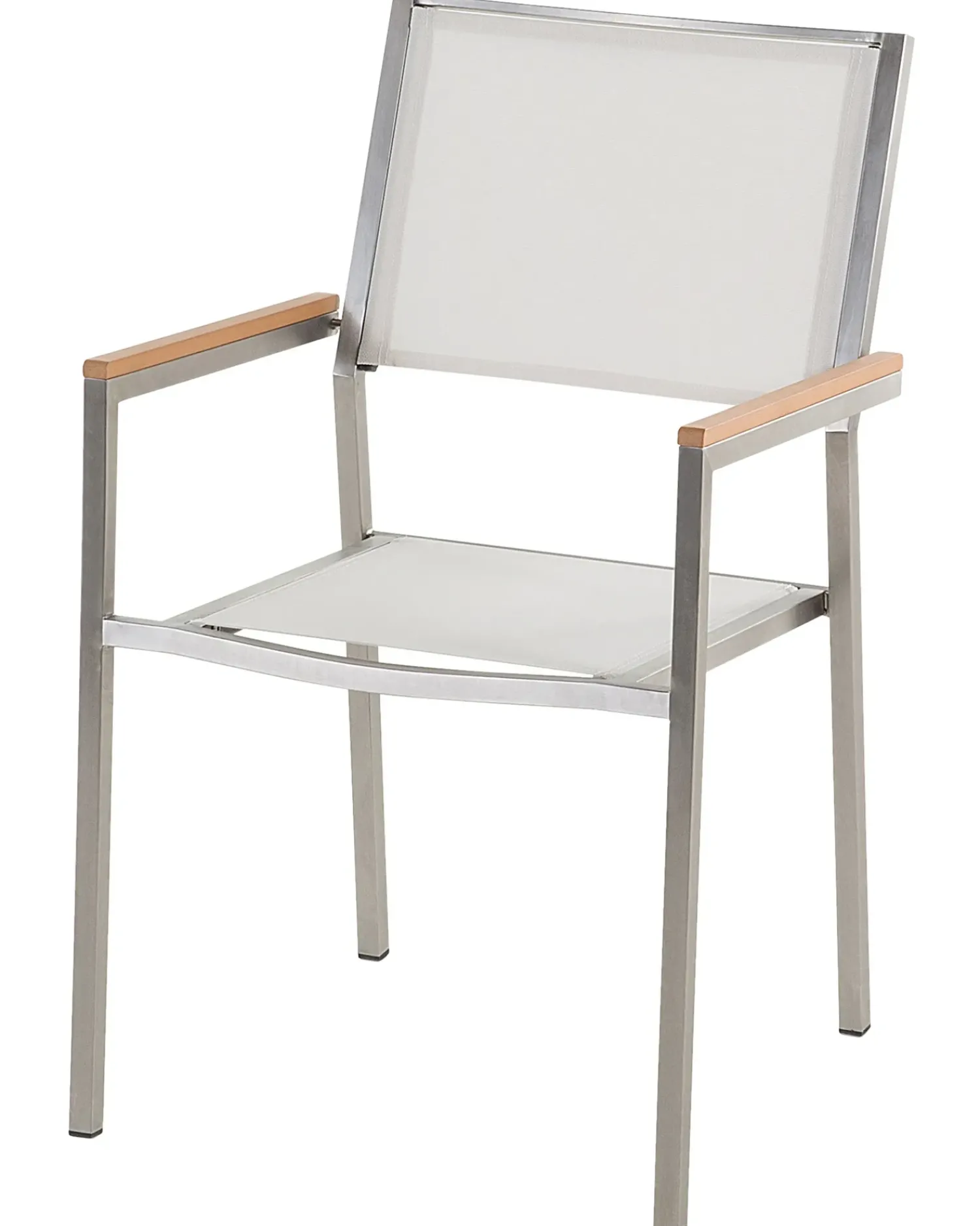 Sale Beliani Set di 4 sedie da giardino GROSSETO Acciaio inox Bianco Bianco Argento Marrone