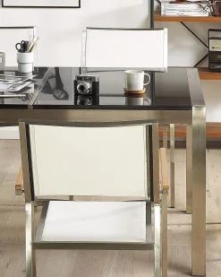 Sale Beliani Set di 4 sedie da giardino GROSSETO Acciaio inox Bianco Bianco Argento Marrone
