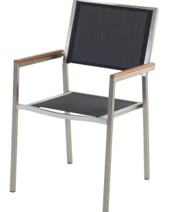 Best Beliani Set di 4 sedie da giardino GROSSETO Acciaio inox Nero Argento Marrone Nero