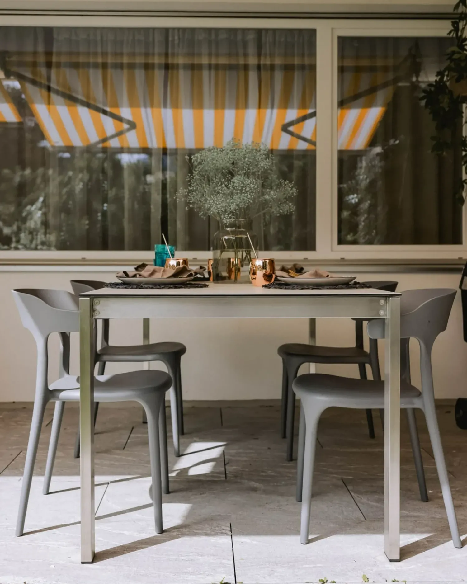 Best Beliani Set di 4 sedie da giardino GUBBIO Grigio