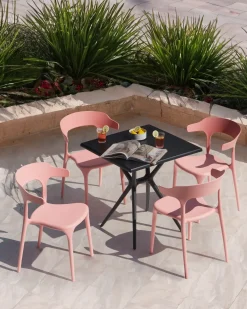 Beliani Set di 4 sedie da giardino GUBBIO Rosa