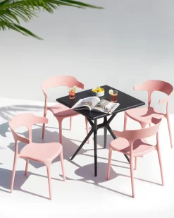 Beliani Set di 4 sedie da giardino GUBBIO Rosa