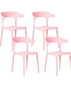 Beliani Set di 4 sedie da giardino GUBBIO Rosa
